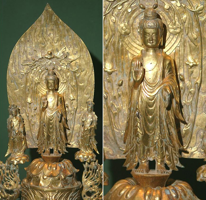 사진. 금동삼존불