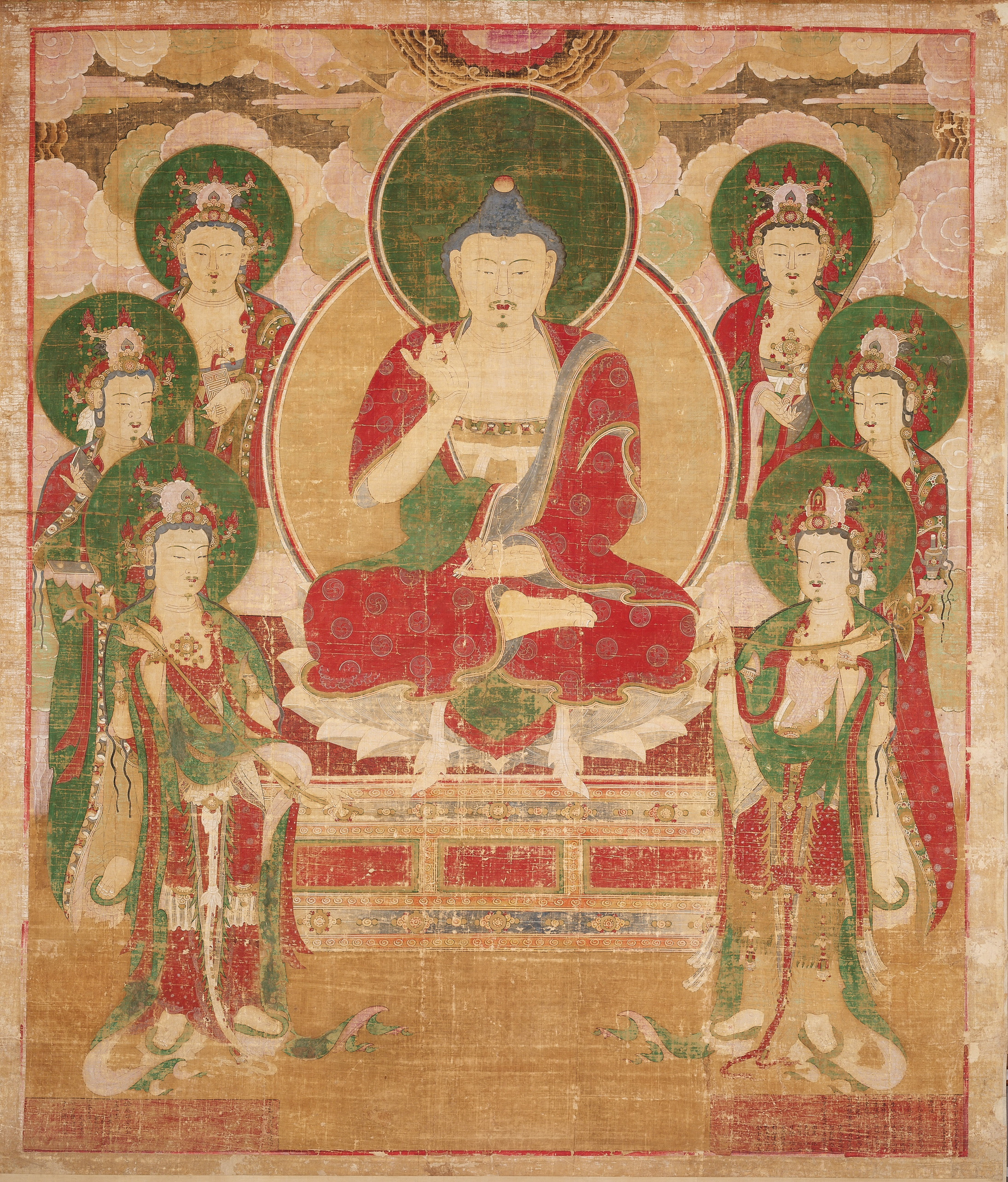  의균, <아미타불회도> 1703년, 비단에 색, 307.5×244cm, 덕수2680