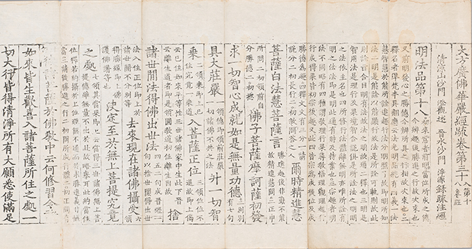 『대방광불화엄경소』 권30, 고려 14세기, 접은 면 32.3×10.8cm, 2003년 송성문 기증, 증3459
