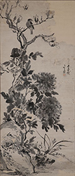 심사정, <묵모란도>, 조선 18세기, </br> 종이에 먹, 136.4×58.2cm, 덕3672