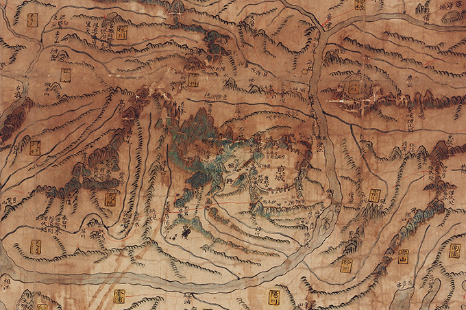  Detail of <i>Cheonggu Gwanhaebang Chongdo</i> showing Hanseong (present-day Seoul). 