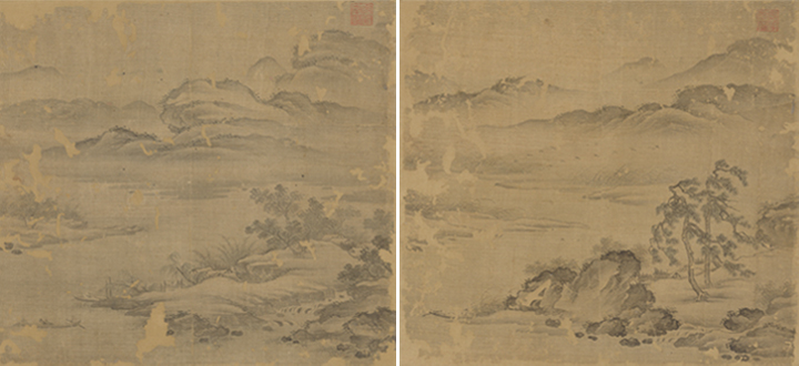 Eight Views of the Xiao and Xiang Rivers, Yi Jing, Joseon (17th century), ink and light colors on silk, duk1328