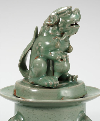  Detail of Celadon Incense Burner with Lion Cover