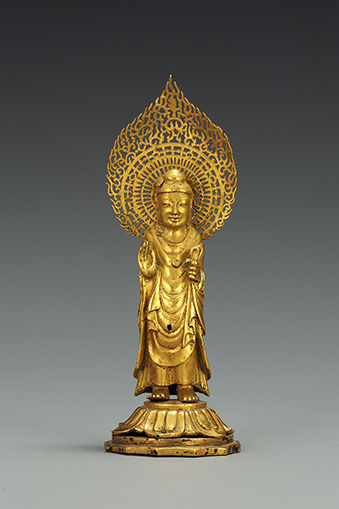  Gold Buddha from Stone Pagoda in Guhwang-dong, Gyeongju, Unified Silla Kingdom (c. 692), Height: 14.0cm, National Treasure 80 