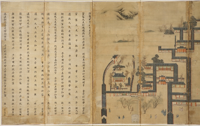 궁중에서 경사를 베푸는 장면을 그린 그림 이미지 1 보기