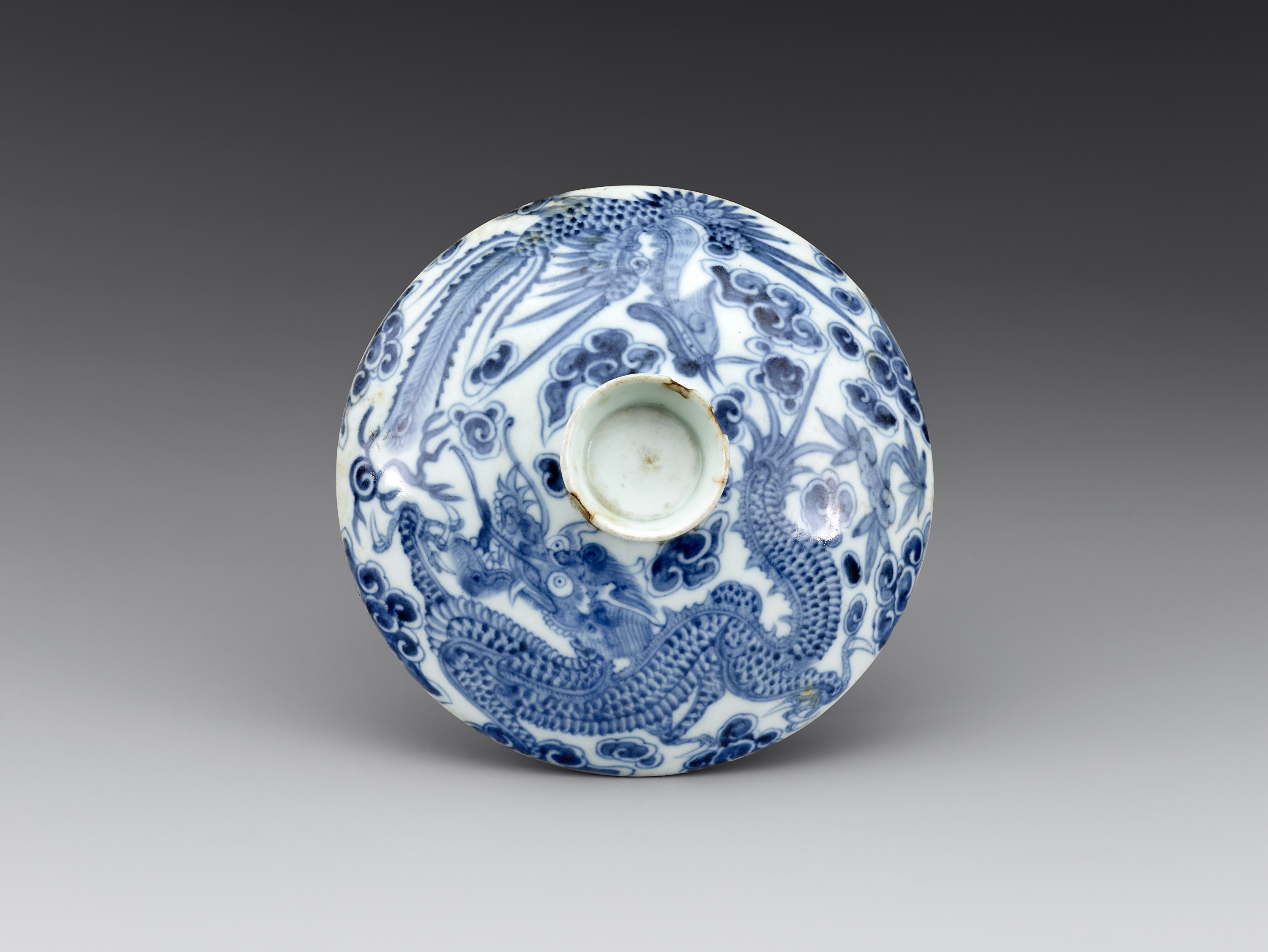 靑華白磁龍鳳文蓋付鉢 이미지 3