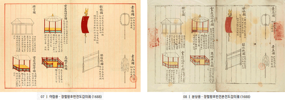 07 어람용 - 장렬왕후빈전도감의궤 (1688), 08 분상용 - 장렬왕후빈전혼전도감의궤 (1688)